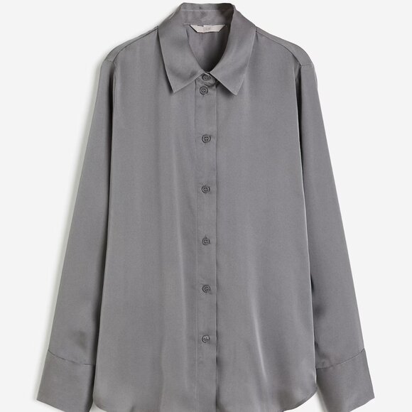 H&M Tops - H&M Gray Pointed-collar Shirt/NWT/S